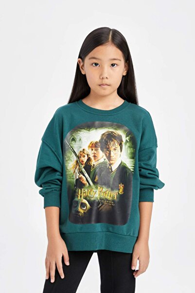 DeFacto Kız Çocuk Harry Potter Oversize Geniş Kalıp Bisiklet Yaka Sweatshirt D3860A824AU