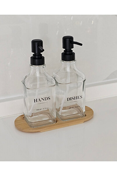 daimahome Bambu Standlı Sıvı Sabun ve Deterjan Şişesi Seti (2’li) – 500 ml