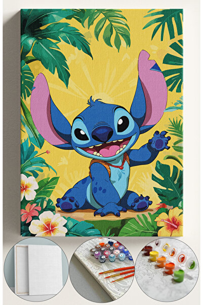 Corvo Çocuk Sayılarla Boyama Numaralı Tuval Seti Fırça Boya Dahil 40x50 Cm ST...