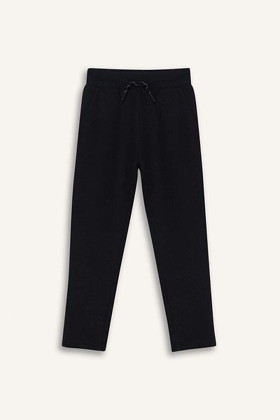 DeFacto Pantaloni de sport negri pentru școală, cu talie elastică, cu picioare drepte, 25k801t01941