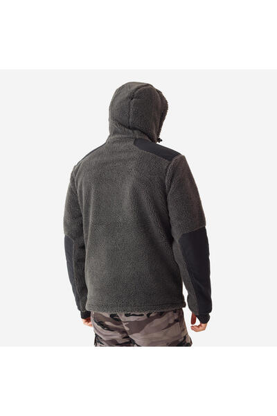 Decathlon Solognac Men's Noiseless Fleece Cardigan - Gray - Hunting and Nature Observation - 900