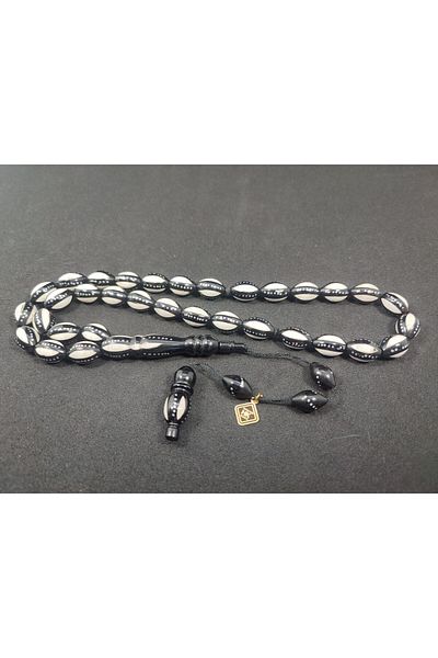 İskeçe Exclusive Hakan Kaya Master Artifact 4-Piece Silver Splitting Silver Knife with Enameled Pearl Black Kuka Certified 8079