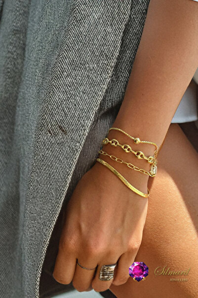 Silmaril Store Altın Renk Unisex 4mm İtalyan Paslanmaz Çelik Bileklik Vip – K...