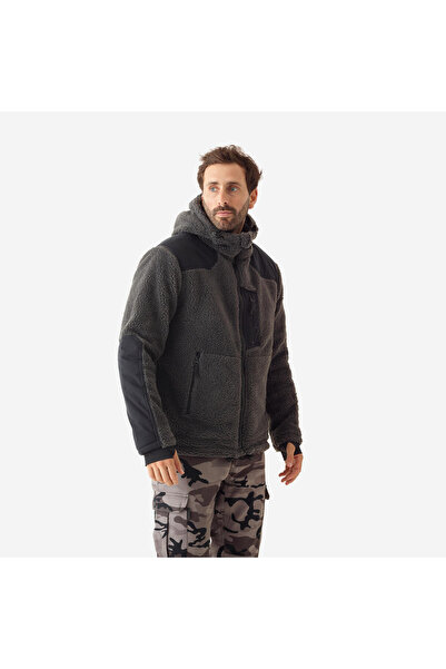 Decathlon Solognac Men's Noiseless Fleece Cardigan - Gray - Hunting and Nature Observation - 900