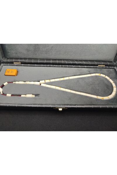 İskeçe Tesbih Murat Ala Usta Eseri Gömme Deri Kutulu 22.6 Gr. Objeli Eski (63...