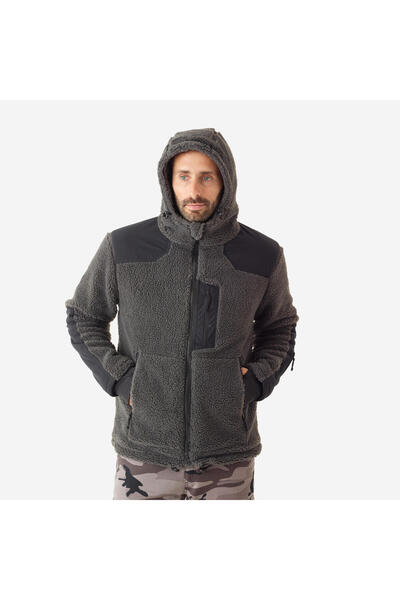 Decathlon Solognac Men's Noiseless Fleece Cardigan - Gray - Hunting and Nature Observation - 900