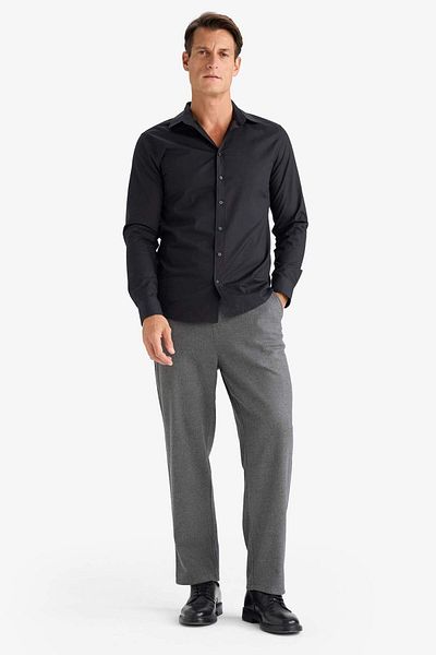 DeFacto Cămașă cu mânecă lungă, 100% bumbac, slim fit, cu guler italian, fără călcat, fără călcat A7803AX24SP