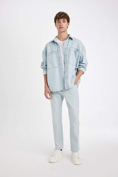 DeFacto Sergio Regular Fit Regular Fit Pantaloni de jeans cu talie normală cu picioare tubulare B3107AX24AU