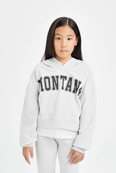 DeFacto Дівчачий 2-х частинний комплект з принтом, худі з капюшоном та легінси з іспанськими штанинами D0725A824AU