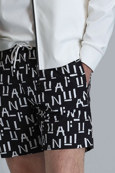 Lufian Pantaloni scurți de baie negri pentru bărbați - Font
