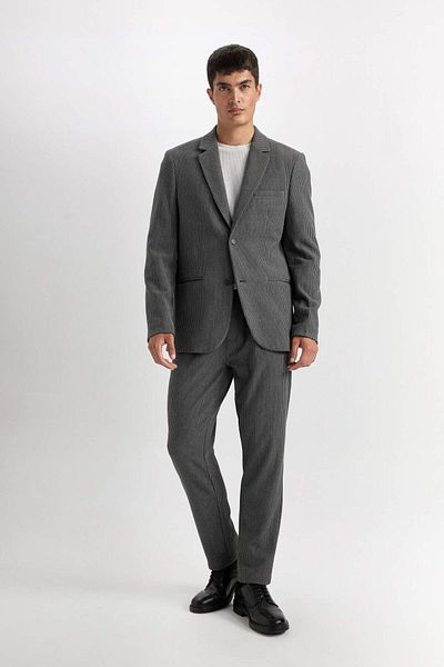 DeFacto Pantaloni antracit, croiți, cu picior drept, cu buzunare D3704ax24au