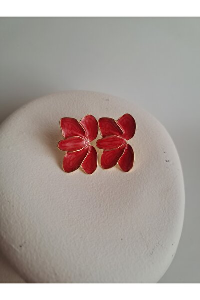 BHR AKSESUAR Kırmızı Vintage Yaprak Küpe