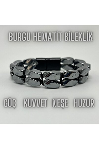 YILDIZ DOĞAL TAŞ Sertifikalı Burgu Hematit Doğal Taş Bileklik Mıknatıslı Kapama