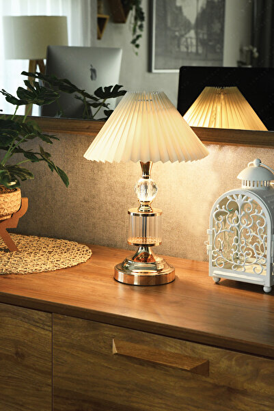 LUMINZO Carlot Modern Crystal Stone Detailed Decorative Lampshade 1 Piece Gold