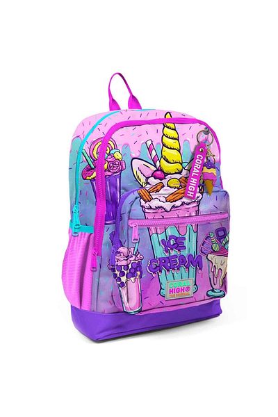 Coral High Rucsac de școală cu model pentru copii, roz violet, milkshake, înghețată 23749