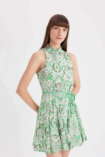 DeFacto Rochie mini fără mâneci din voile cu decolteu cămașă C7085ax24sm