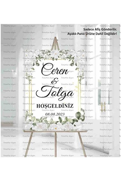 fırsatlar diyarı Kişiye Özel Kına Nişan Söz Nikah Düğün Hoşgeldiniz Karşılama Panosu Afişi 33x48 Cm