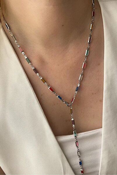 stravis Gümüş Renkli Taşlı Y Kolye