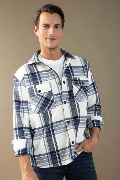 DeFacto Stil Lumberjack - Cămașă cu mânecă lungă din flanel din bumbac Z0639az24au