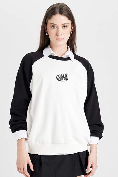 DeFacto Hanorac imprimat cu blocuri de culoare Coool Loose Fit Biisklet Guler 3184901