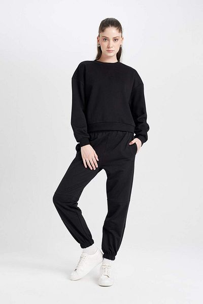 DeFacto Pantaloni de sport Jogger cu talie elastică și buzunare Lungi Basic Solid D6646AX24WN
