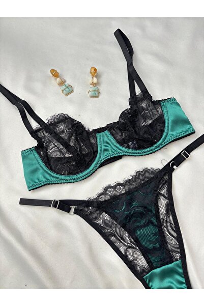 İNKO İÇ GİYİM Σετ σουτιέν με λεπτομέρεια από δαντέλα με σατέν Underwire