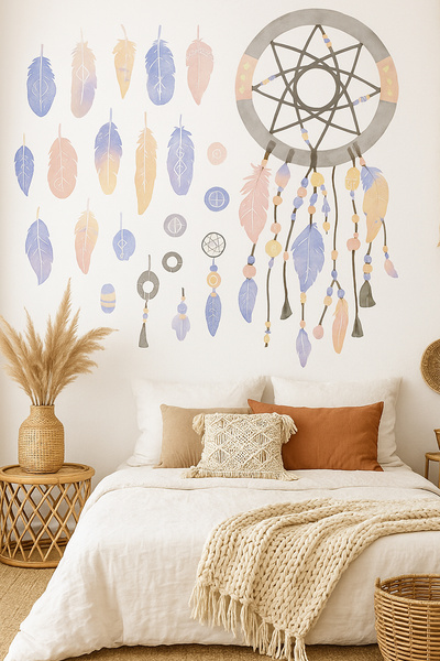 KT Decor Artistic Bird Feathers Modern Wall Sticker