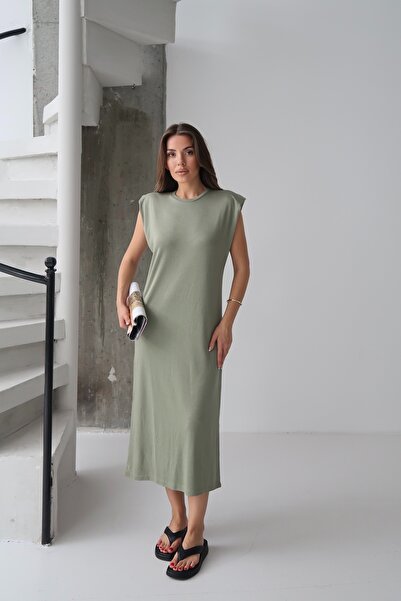 Paw Garage Γυναικείο φόρεμα Amara Green με επένδυση από ύφασμα Modal