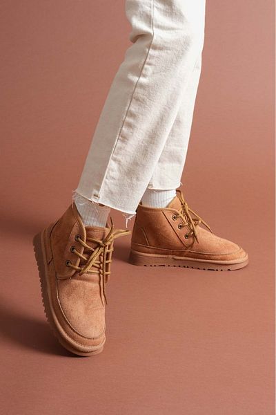 Esilapark Women's Woolen Thin-Soled Lace-Up Luxury Suede Boots