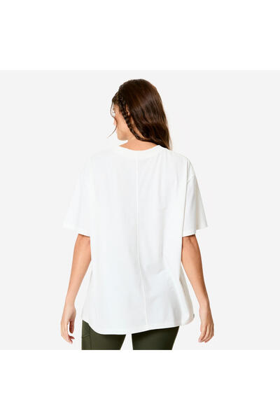 Decathlon Domyos Women's Oversize Round Neck T-Shirt - Ecru