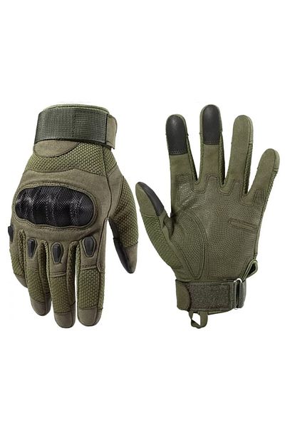 Linovit Mănuși tactice de luptă, ecran tactil, microfibră/piele ecologică, mărimea XL, verde militar