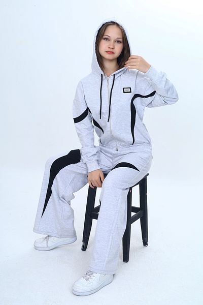 Asortik Kids 100% памучен анцуг за момичета с качулка и цип, голям размер, гарниран - 315
