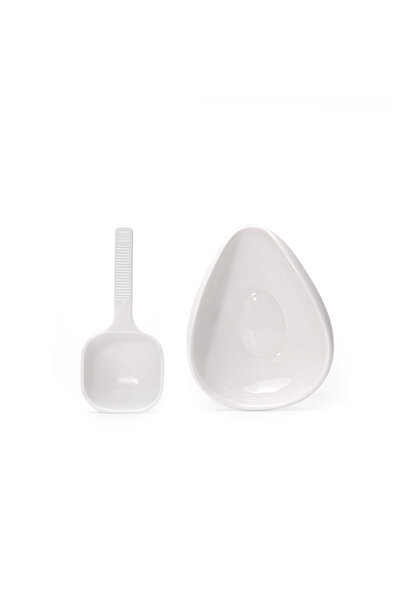 Choice مجموعة من كوبين وملعقة لمعايرة حبوب القهوة من Leeseph باللون الأبيض، ووعاء قياس من السيراميك