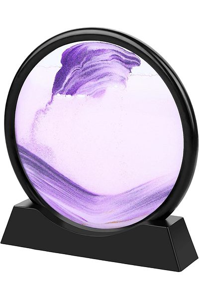 OEM Decorațiune pentru casă, birou clepsidră, sticlă/nisip 3D, 18X19,5 cm, violet/negru