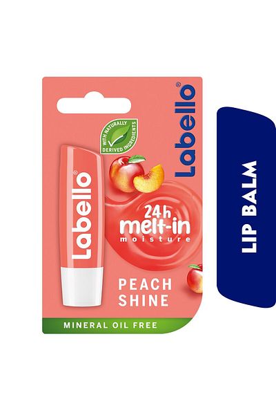 LABELLO Lip Balm Peach Shine 4.8g – Moisturising Lip Care with Fruity Peach Tint