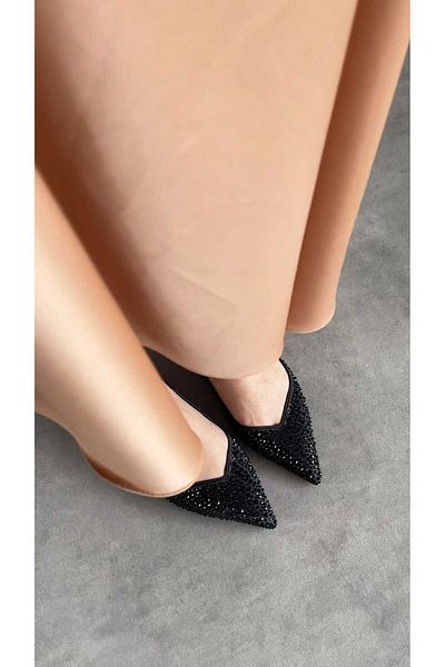M&B Satin Stone Detail Women's Ballet Shoes Large Size 2 cm Heel between 36 43