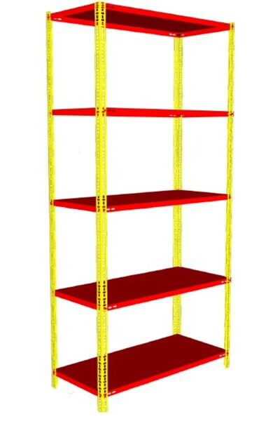 RafBurada Sarı Kırmızı Taraftar Rafı - Taraftar Rafları 43x93 Cm-200 Cm-0.70 Mm