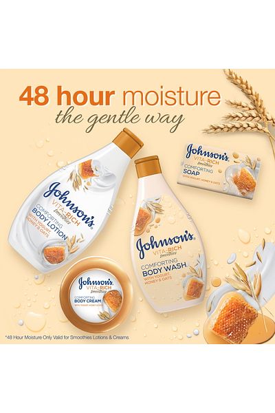 Johnson & Johnson لوشن الجسم جونسون فيتا ريتش سموثي المريح 250 مل ترطيب يدوم 24 ساعة بخلاصة الفواكه