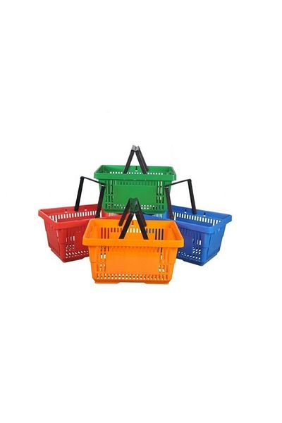 RafBurada 10 bucăți 22 Lt Coș de cumpărături din plastic - Coș de mână pentru băcănie Albastru