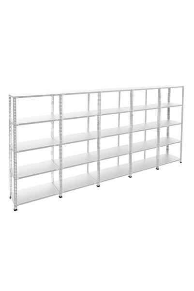 RafBurada 5 Katlı 5'li Galvaniz Çelik Raf - Depo, Arşiv, Kiler, Dosya, Market...