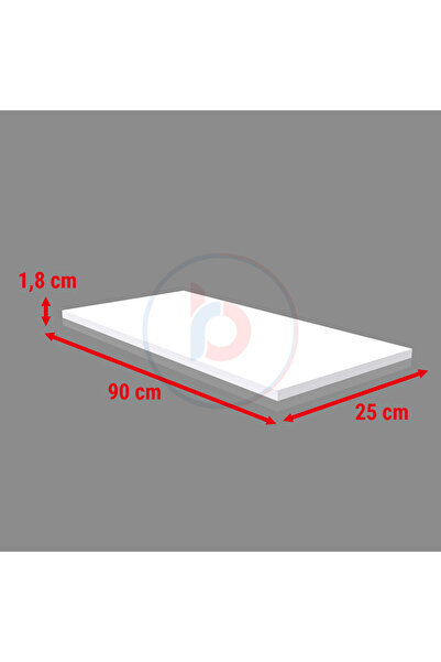 RafBurada 25x90 Cm Beyaz Ahşap Raf - Suntalam Tekli Raf