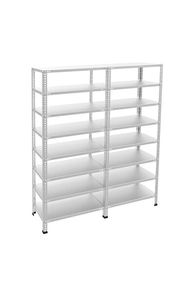 RafBurada 8 Katlı Duble Galvaniz Çelik Raf - Depo, Arşiv, Kiler, Dosya, Market Rafı 43x75 Cm-200 Cm-0.70 Mm