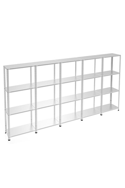 RafBurada 4 Katlı 5'li Galvaniz Çelik Raf - Depo, Arşiv, Kiler, Dosya, Market...