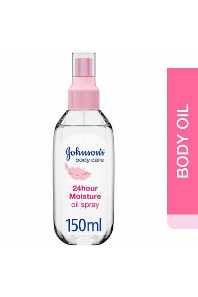 Johnson & Johnson بخاخ زيت جونسون لترطيب يدوم 24 ساعة 150 مل بخاخ خفيف الوزن لبشرة ناعمة ومشرقة طوال اليوم