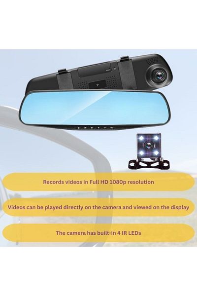 Mercaton Oglinda retrovizoare cu camera marsarier Full HD, LCD 4.3", detectare miscare, sunet, impact