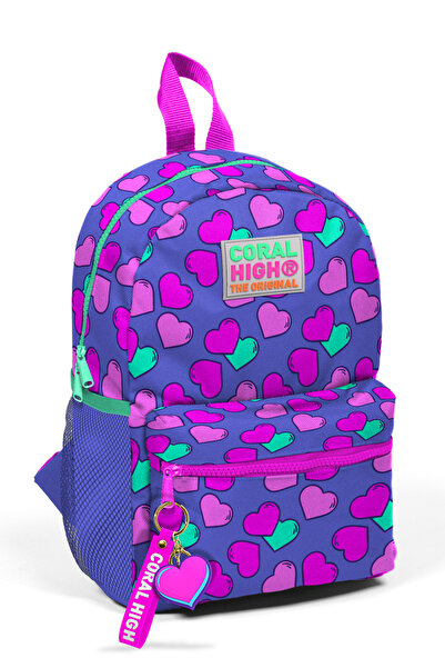 Coral High Kids Lavanta Kalp Desenli Iki Bölmeli Yuva Sırt Çantası 23327