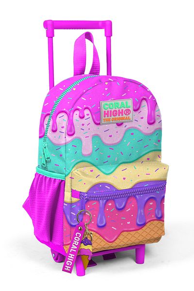 Coral High Rucsac cu model cu înghețată roz - cu racletă, două compartimente 24031