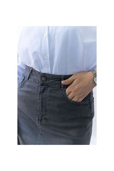 VELLICHOR Medium Length Lycra Gabardine Skirt Antique Anthracite