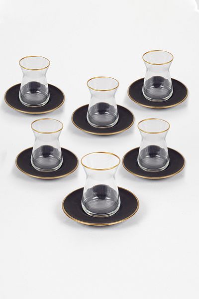 Rakle Black 12 Piece Tea Set