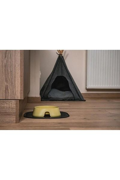 Fiboo Castron pentru hranirea animalelor din plastic cu suporti antiderapanti, Galben, 20.3&#215;
